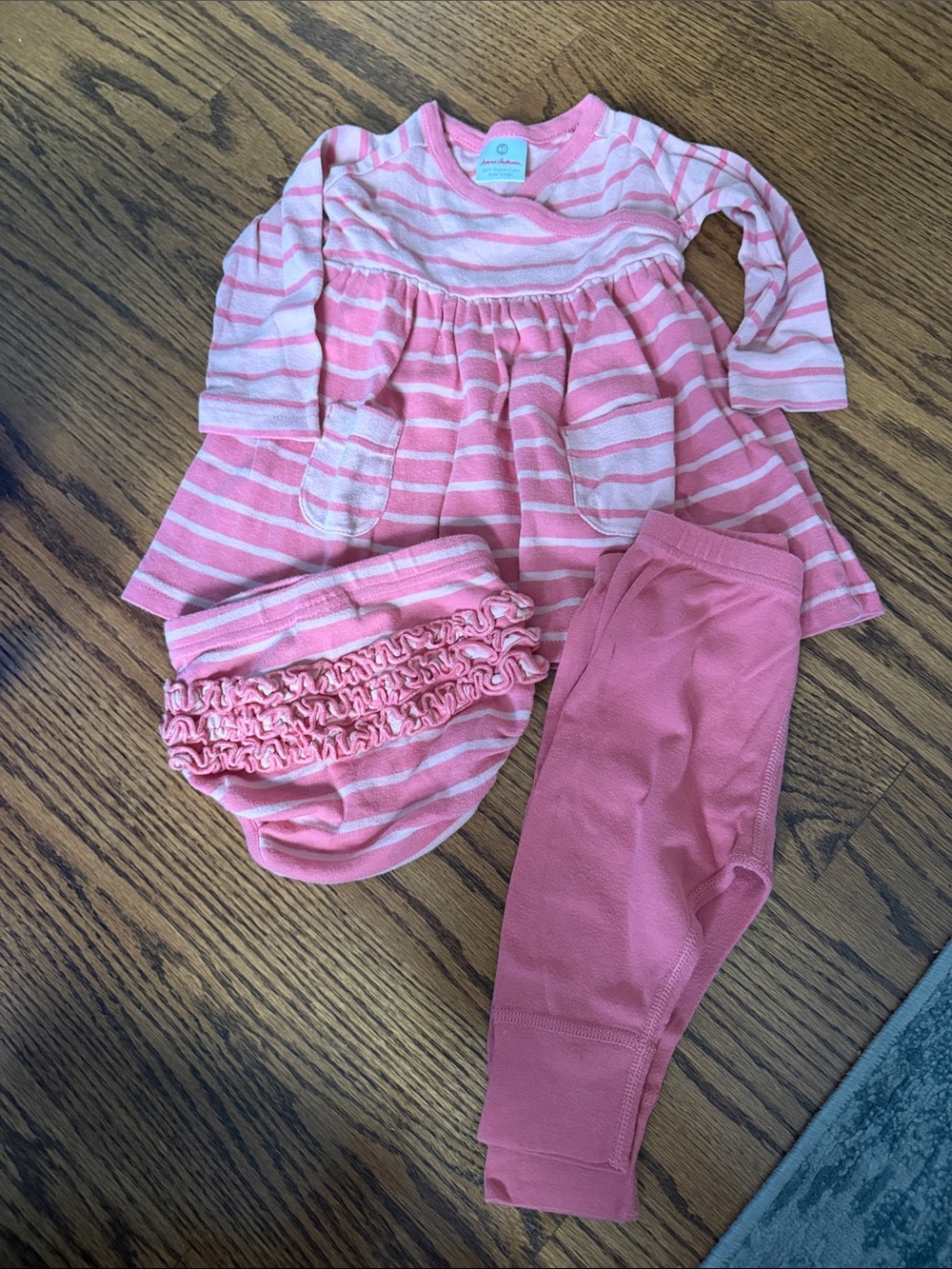 Hanna Andersson Pink and Cream Striped Dress Set